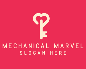 Pink Heart Key logo design