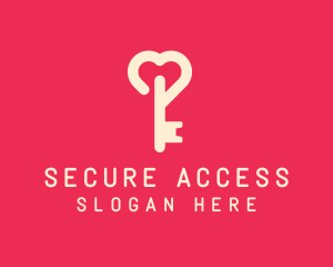 Pink Heart Key logo design