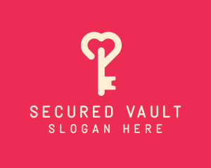 Pink Heart Key logo design