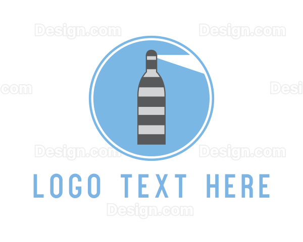 Striped Bottle Lighthouse Logo