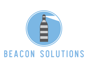 Striped Bottle Lighthouse logo design