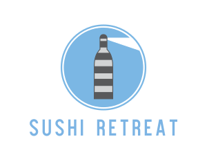 Striped Bottle Lighthouse logo design