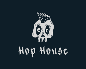 Gray Mohawk Skull logo design