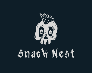 Gray Mohawk Skull logo design