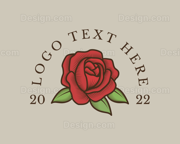 Red Floral Rose Logo