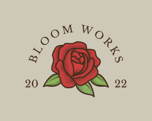 Red Floral Rose logo design