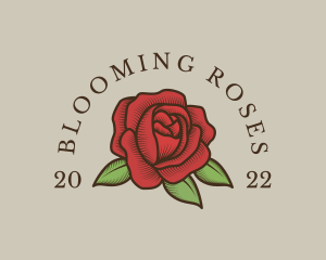 Red Floral Rose logo design