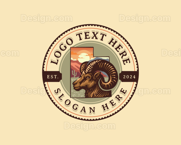 Utah Map Desert Bighorn Sheep Logo