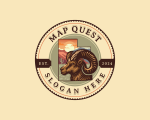 Utah Map Desert Bighorn Sheep logo design