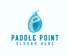 Blue Water Drop Letter P logo design