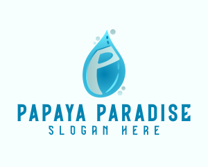 Blue Water Drop Letter P logo design