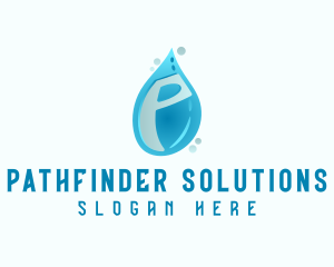 Blue Water Drop Letter P logo design