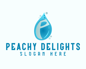 Blue Water Drop Letter P logo design