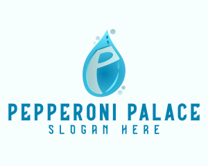 Blue Water Drop Letter P logo design