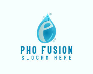 Blue Water Drop Letter P logo design