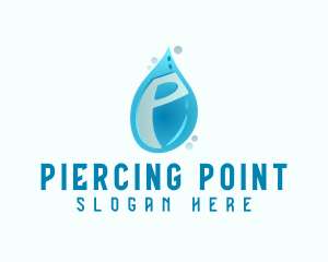 Blue Water Drop Letter P logo design