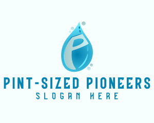 Blue Water Drop Letter P logo design