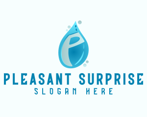 Blue Water Drop Letter P logo design