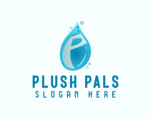 Blue Water Drop Letter P logo design