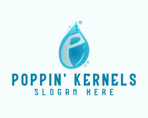 Blue Water Drop Letter P logo design