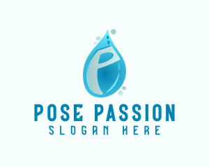 Blue Water Drop Letter P logo design