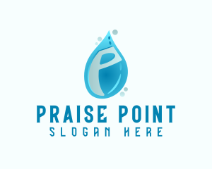 Blue Water Drop Letter P logo design