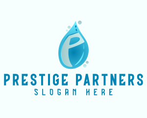 Blue Water Drop Letter P logo design