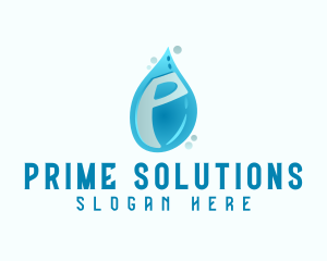 Blue Water Drop Letter P logo design