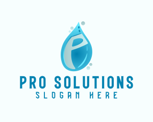 Blue Water Drop Letter P logo design