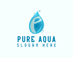 Blue Water Drop Letter P logo design