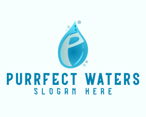 Blue Water Drop Letter P logo design