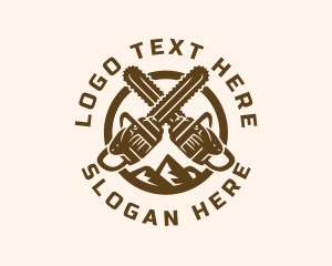 Chainsaw Logging Mountain Logo