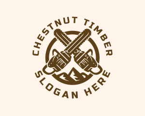 Chainsaw Logging Mountain logo design