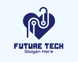 Tech Circuit Heart logo design