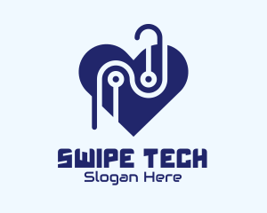 Tech Circuit Heart logo design