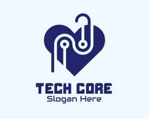 Tech Circuit Heart logo design