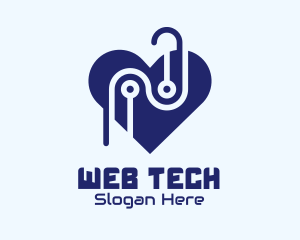 Tech Circuit Heart logo design