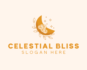 Crescent Floral Moon logo design