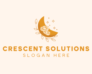 Crescent Floral Moon logo design