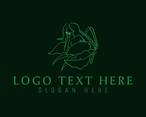 Green Eco Woman Plant  logo