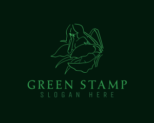 Green Eco Woman Plant  logo design