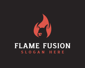 Flame Pig Barbecue logo design