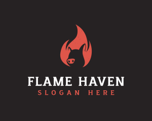 Flame Pig Barbecue logo design