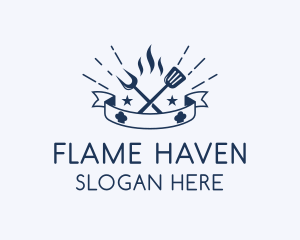 Flame Barbecue BBQ  logo design