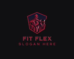 Dumbbell Fitness Muscle logo design