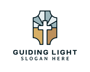 Stained Glass Cross logo design