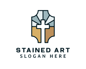 Stained Glass Cross logo design