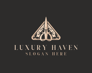 Luxury Scissors Hair Stylist  logo design