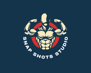 Strong Man Power Muscle Logo