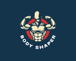 Strong Man Power Muscle logo design